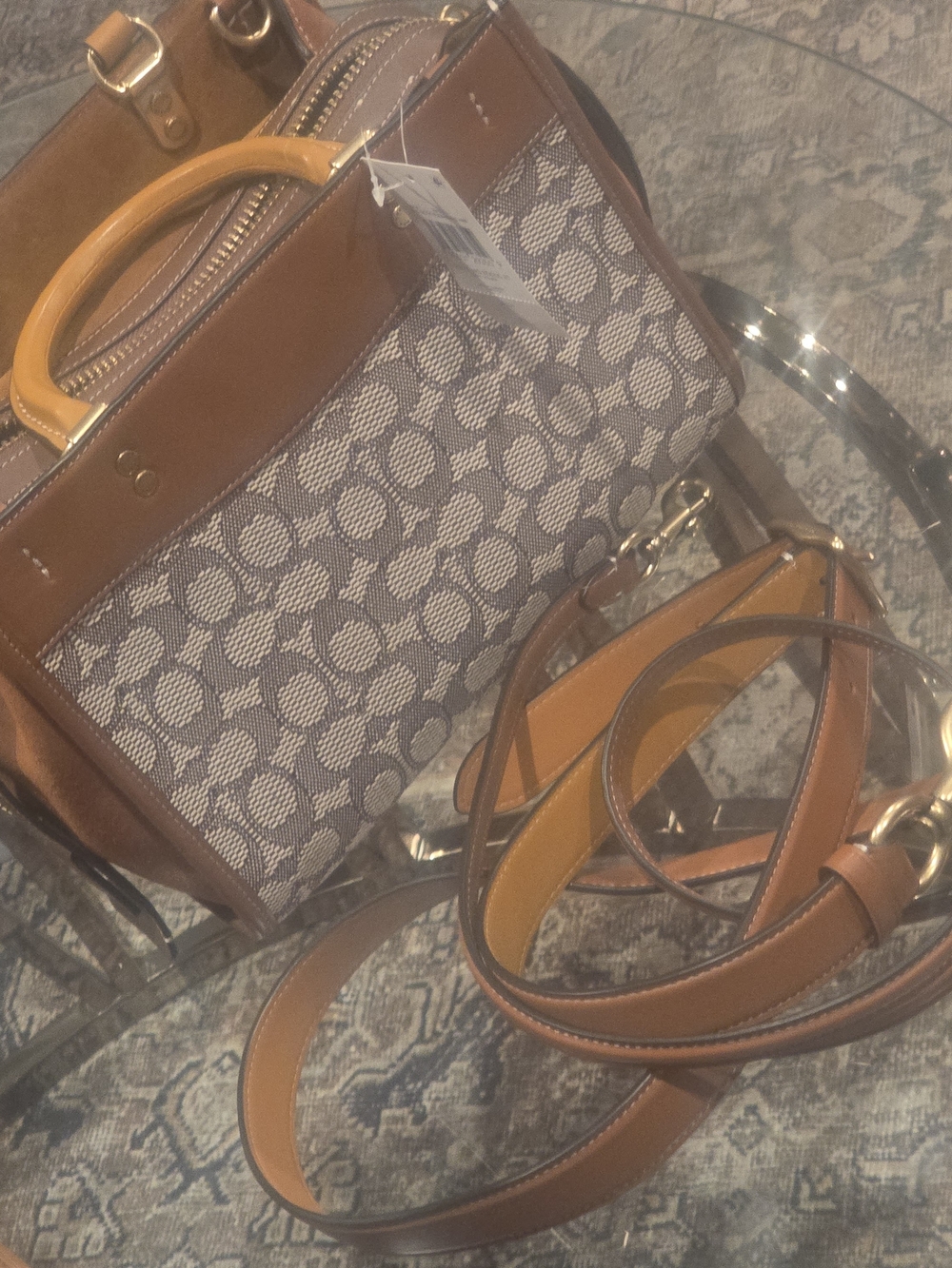 Coach Brown Signature Canvas Satchel - Jaquard Rouge 25